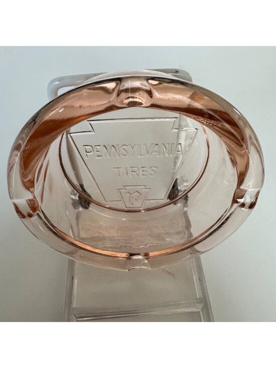 Pennsylvania Tires Other - Pennsylvania Tires Depression Glass Ashtray Pink Trinkets Jewelry Vintage